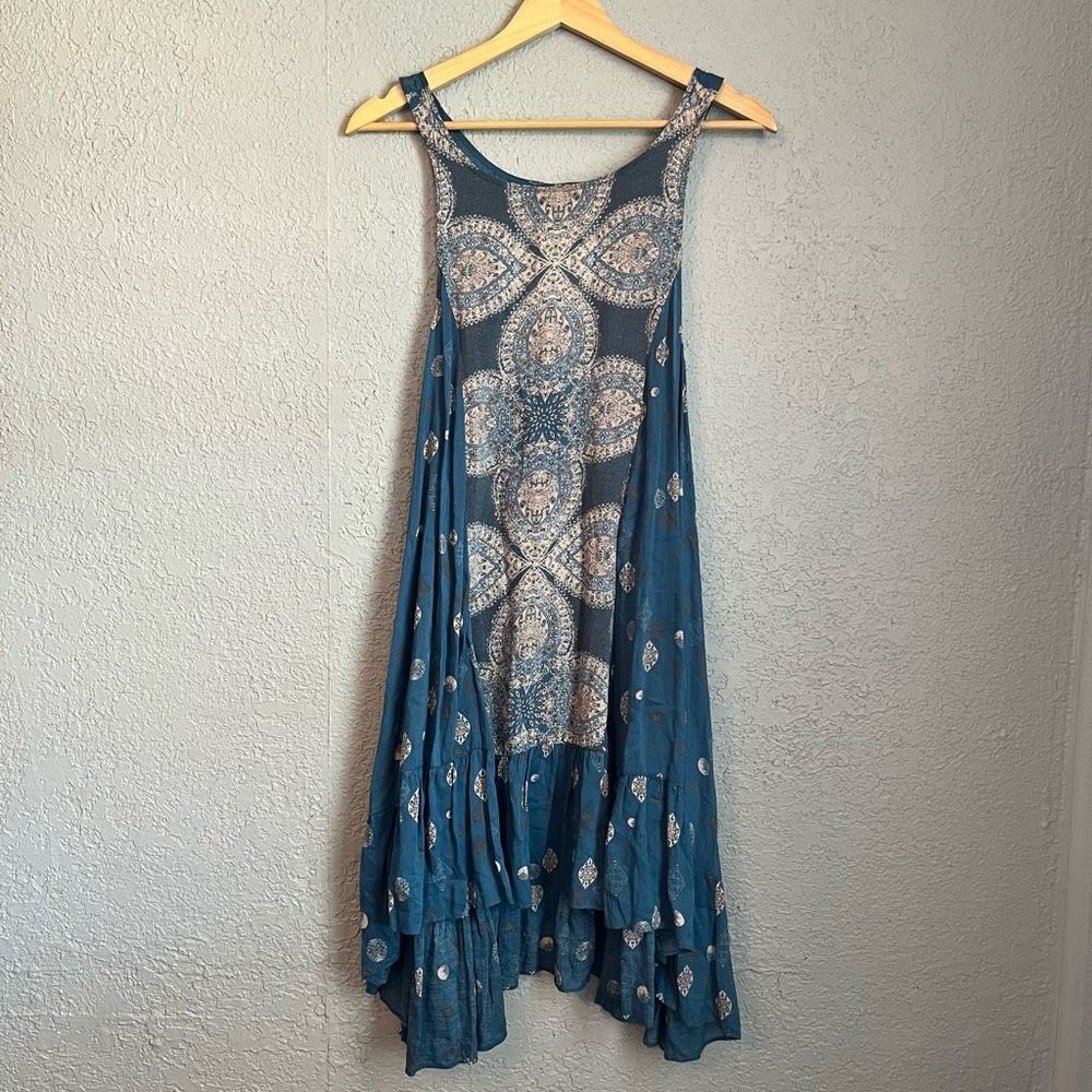 Free People Into You Slip Boho Mini Dress Size Medium in Teal